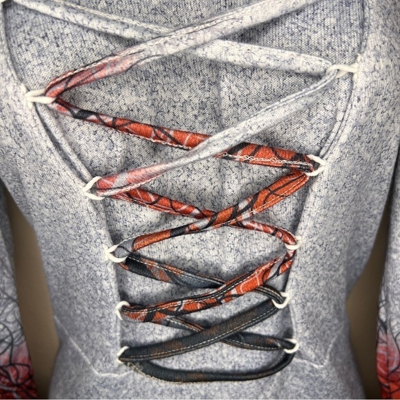 Medium Grey Hooded Sweater Dress Halloween Goth Druid Cosplay Long Sleeve - Picture 3 of 14